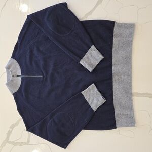 Vintage Orvis Mens Wool 1/4 Zip Elbow Patch Pullover Sweater Blue Size Medium